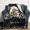 Name Custom Jack & Sally Print Flannel Blanket High Quality Warm Comfortable Cover for All Seasons Perfect for Gifts Home Decor