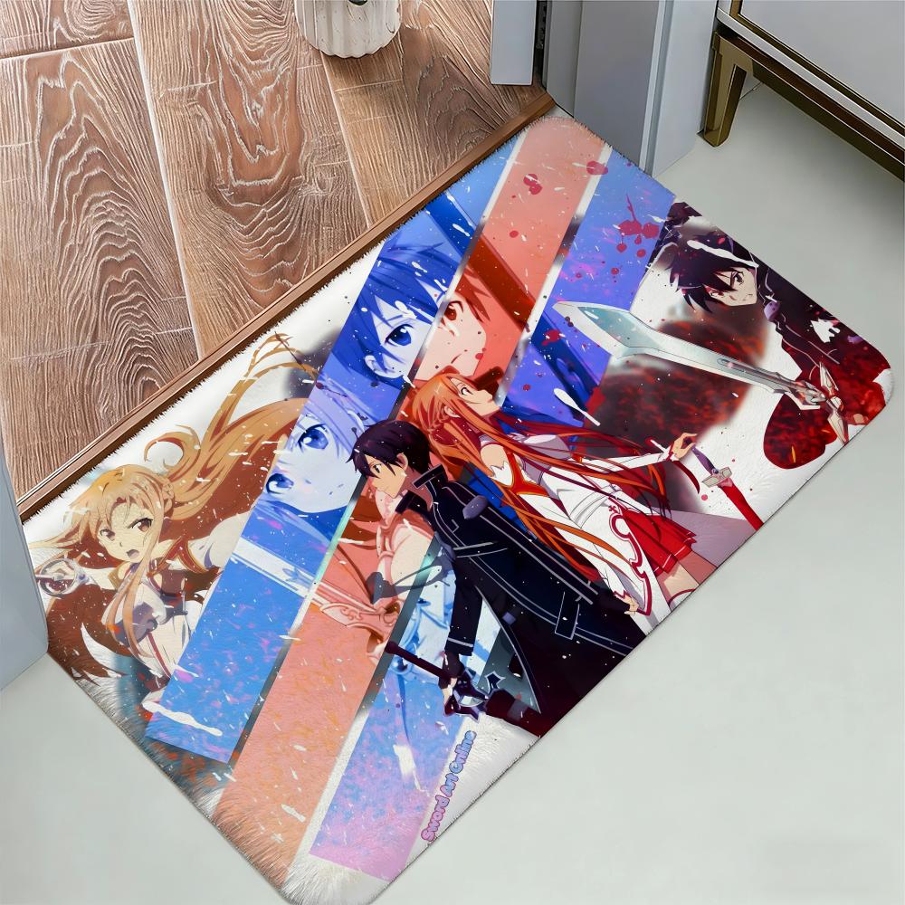 Hot Anime S-Sword Art Online Floor Mat Cozy Flannel Soft Thick Non-Slip Mat For Living Room Bedroom Kitchen Decor Rugs