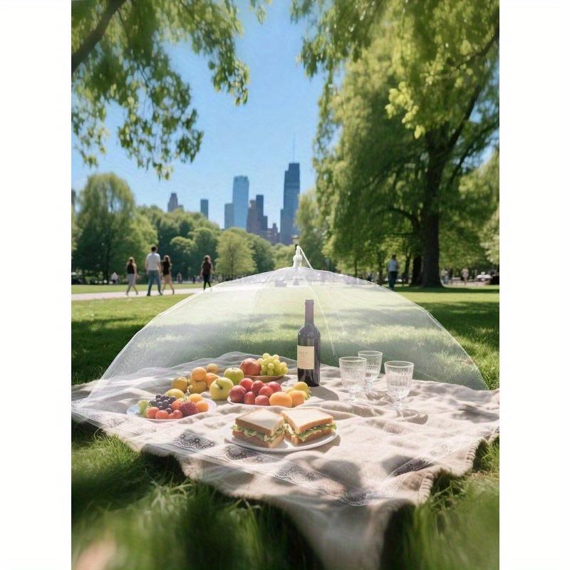 1pc White Insect And Mosquito-Proof Folding Cover, Vegetable Cover Can Be Disassembled And Washed Mesh Food Cover, Dining Table Cover