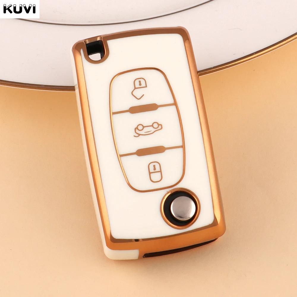 Fashion TPU Car Flip Key Case Cover Bag for Peugeot 107 207 307 308 407 607 3008 5008 Citroen Xsara Picasso C5 C6 C8 Accessories