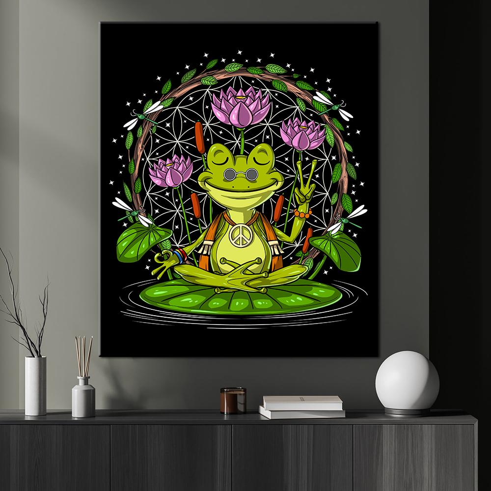 Obca Kobieta Żaba Budda Zen Joga Medytacja Plakat Wydruki Sztuka Ścienna Płótno Malarstwo Zabawne Zdjęcia Salon Wystrój Domu Cuadros