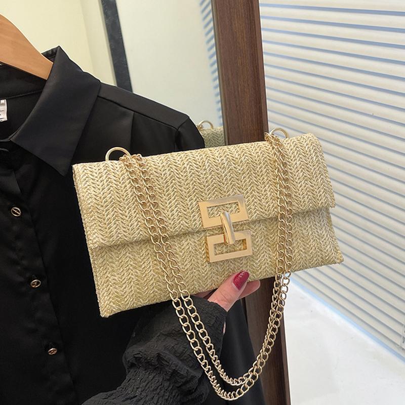 Damen Handtasche Mobile Geldbörse Sommer Strand Böhmischer Stil Handtasche Gewebte Kette Crossbody Schultertasche für Mädchen