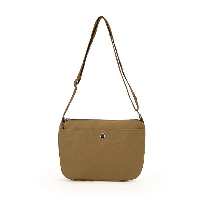 Minimalist Canvas Shoulder Bag For Daily Commute With Zipper Closure