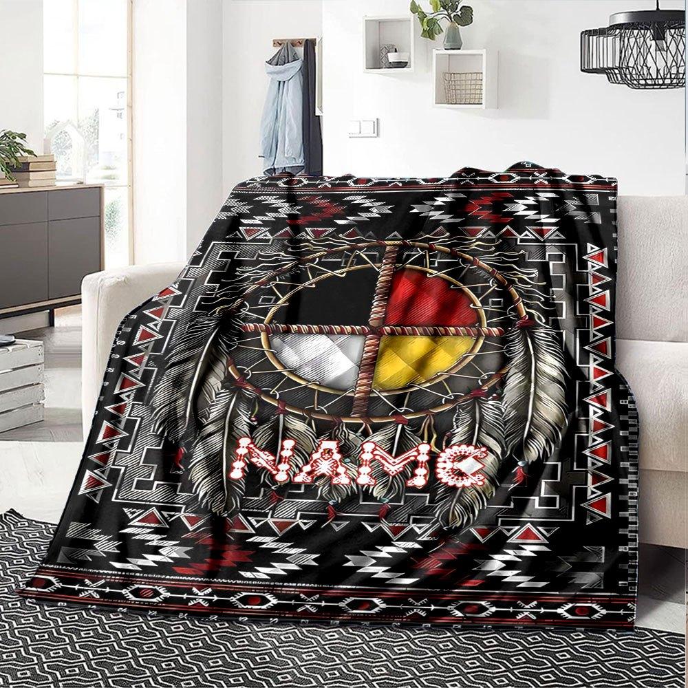 Native American Dreamcatcher Lightweight Customizable Blanket Personalized Name Warmthful Decor Perfect For Sofa Couch Office Bed Picnics All Season