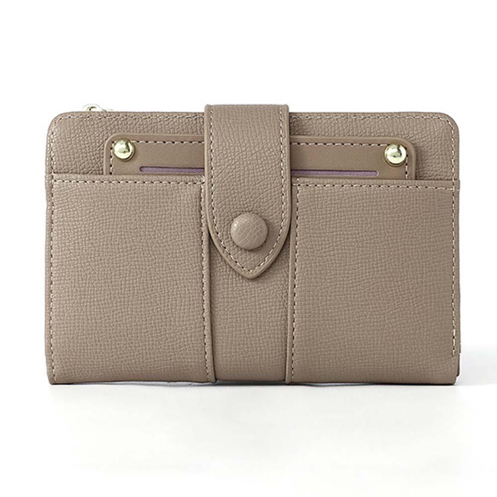 

Multiple Card Solid Color Card Bag Snap Button Lady Short PU Purses Shopping Women Wallet Daily сірий