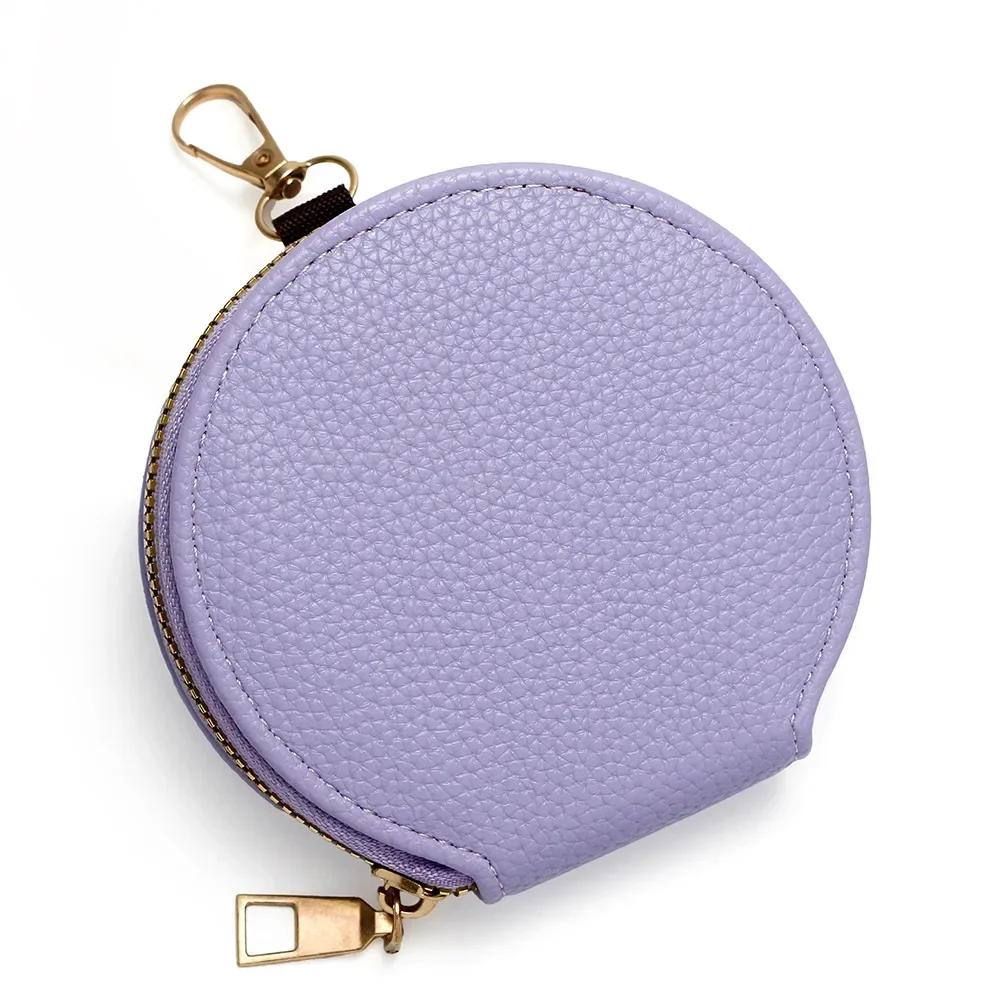 

Pu Leather Round Zipper Coin Purse Women Clutch Purse Small Wallet Student Card Holder Headphone Key Organizer Kids Cute Purse