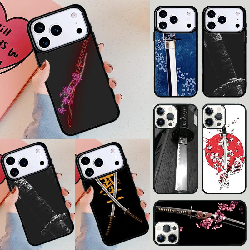 Japan Samurai Katana Phone Case For Apple iPhone 17 Air 16E 15 14 Plus 13 12 11 Pro Max Mini Funda Cover