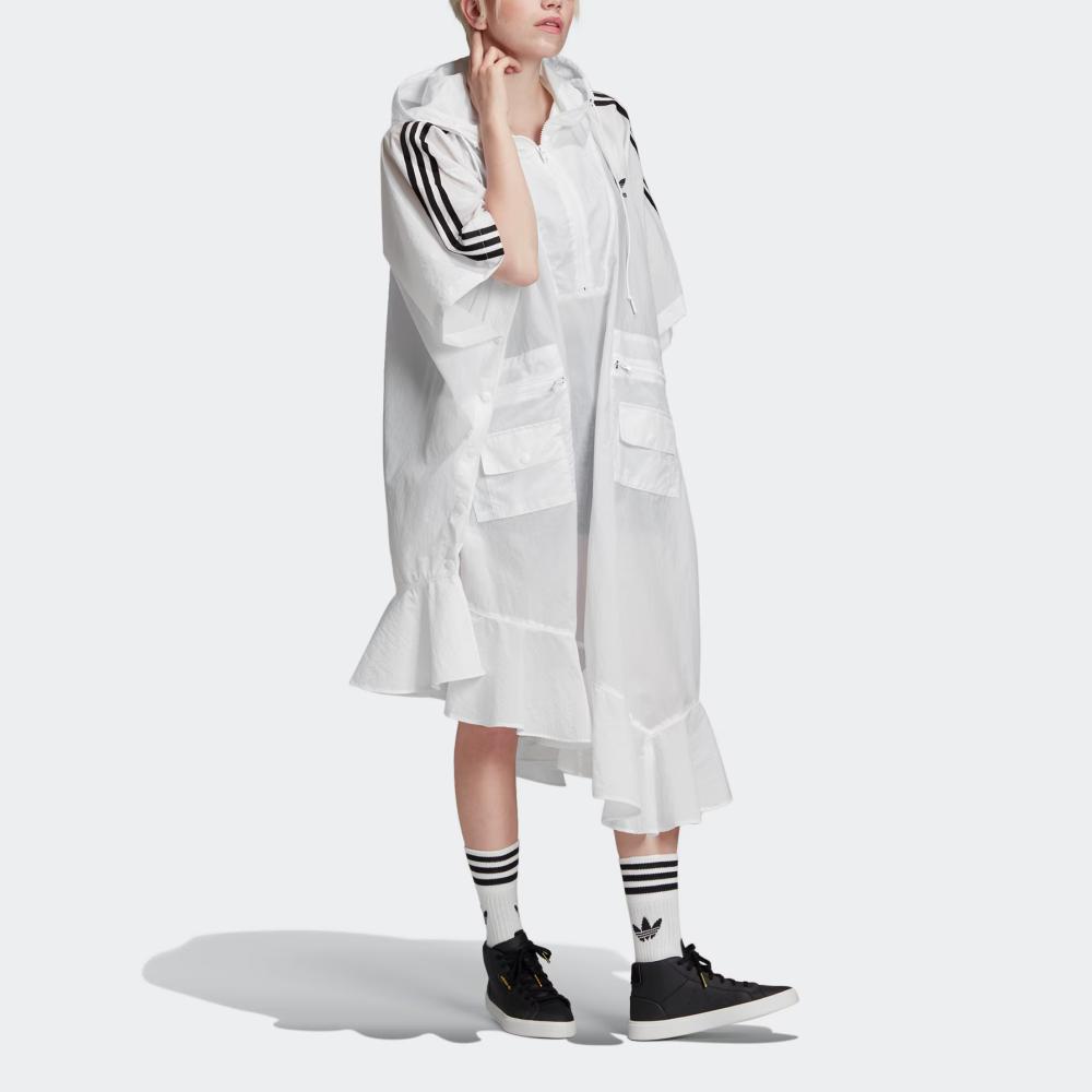 Adidas Originals J Koo Hooded Striped Long Cape Women Outerwear White FT9871