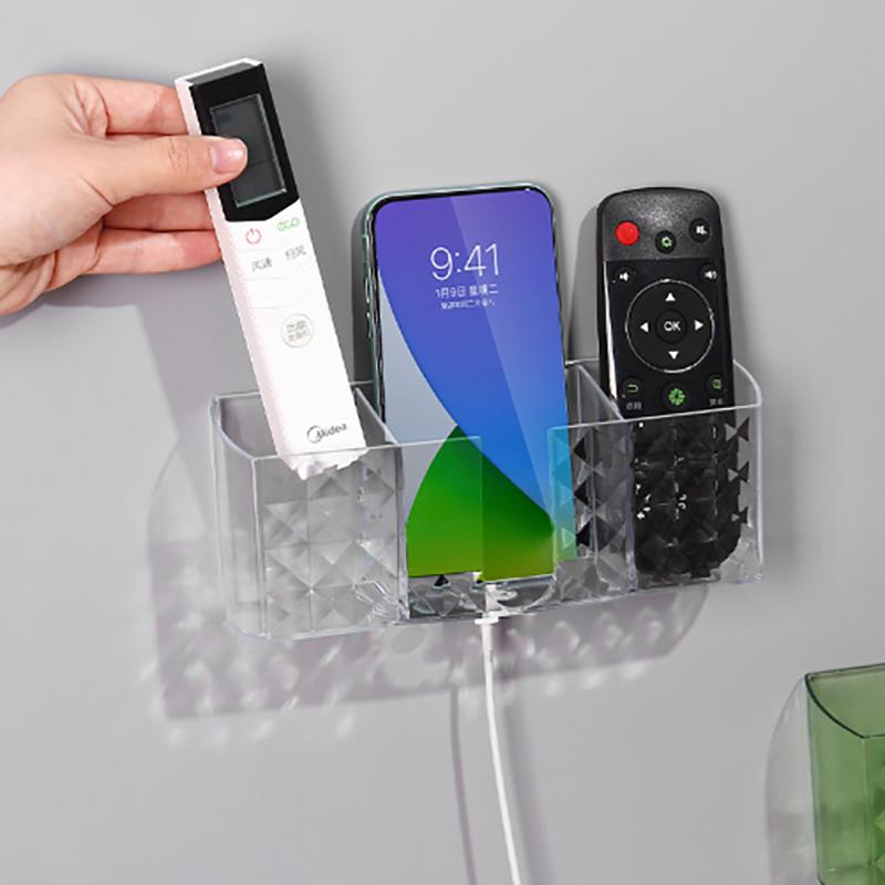 Mobile Phone Wall Holder Universal Cellphone Charge Storage Box Organizer Tv Remote Control Hanging Stand Bracket Charging Dock