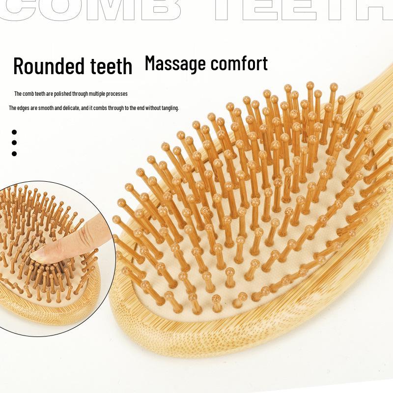 Nan Bamboo Comb Set for Kids: Air Cushion, Wide Tooth, and Pointed Tail Combs - Eco-Friendly and Gentle Massage.