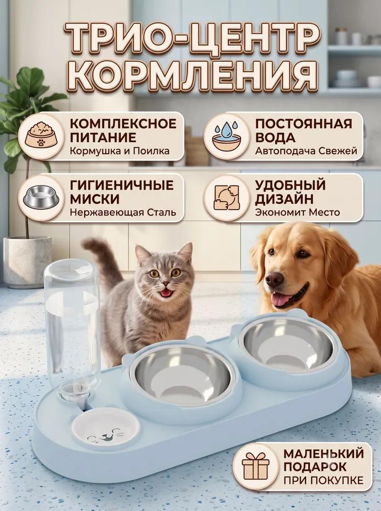 Bowl for cat and dogs double with a watering bowl