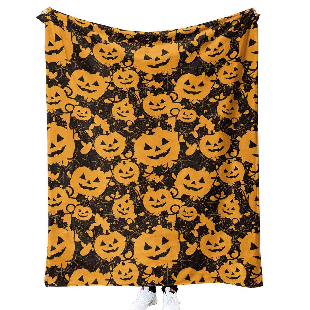 Halloween Pumpkin Design digitalprinted polyester Bedroom velvet flannel soft sofa cover blanket Fleece soft sofa cover