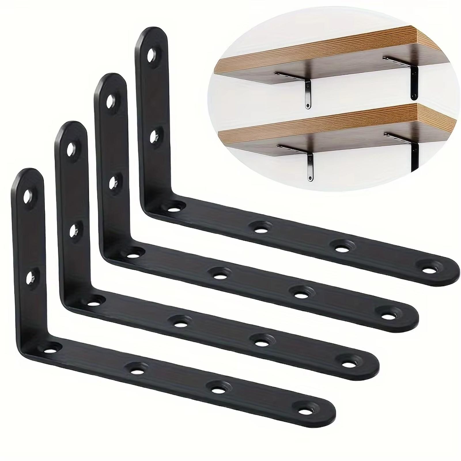 

90 Degree L Shape Iron Material Black Color Wood Shelf Bracket Heavy Duty Wall Shelf Support One Size