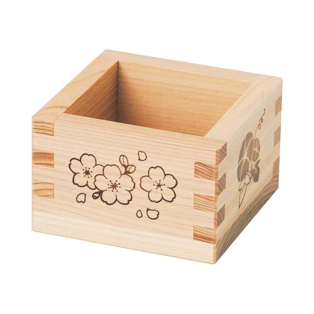 Yamaco Tono Hinoki Masu Four Seasons painted x x 12279 1-go (measuring cup), design, four-sided branding, finish, 8.4 8.4 H5.4 cm,