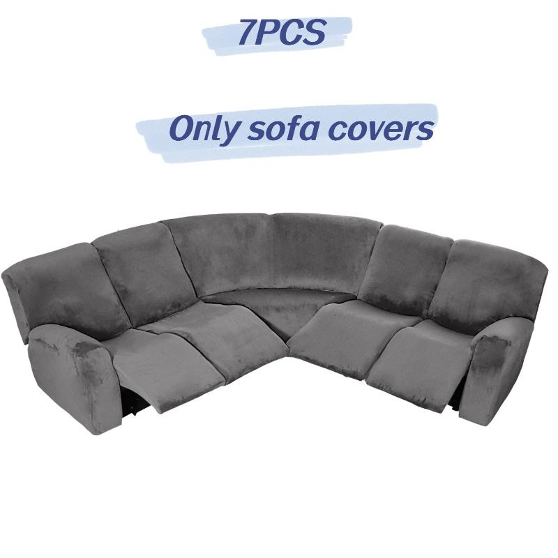 

Чехол Эластичный Полный Чехол на диван 5-местный Угловой Диван-реклайнер Чехол на секционный диван Gray 7PCS