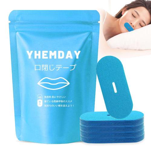 

YHEMDAY Mouth Closure Tape, Anti-Snoring Aid, Promotes Nasal Breathing, Prevents Mouth Breathing, Gentle on the Skin, Fragrance-Free, 60 Sheets, Blue