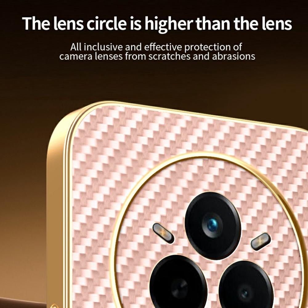 Pro Realme 14 Pro 5G Pouzdro na telefon Texturovaný elektroplátovaný TPU zadní kryt z uhlíkových vláken