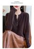 Autumn/Winter Women's Pure Wool V-neck Long Sleeve Multi-button Loose Sweater