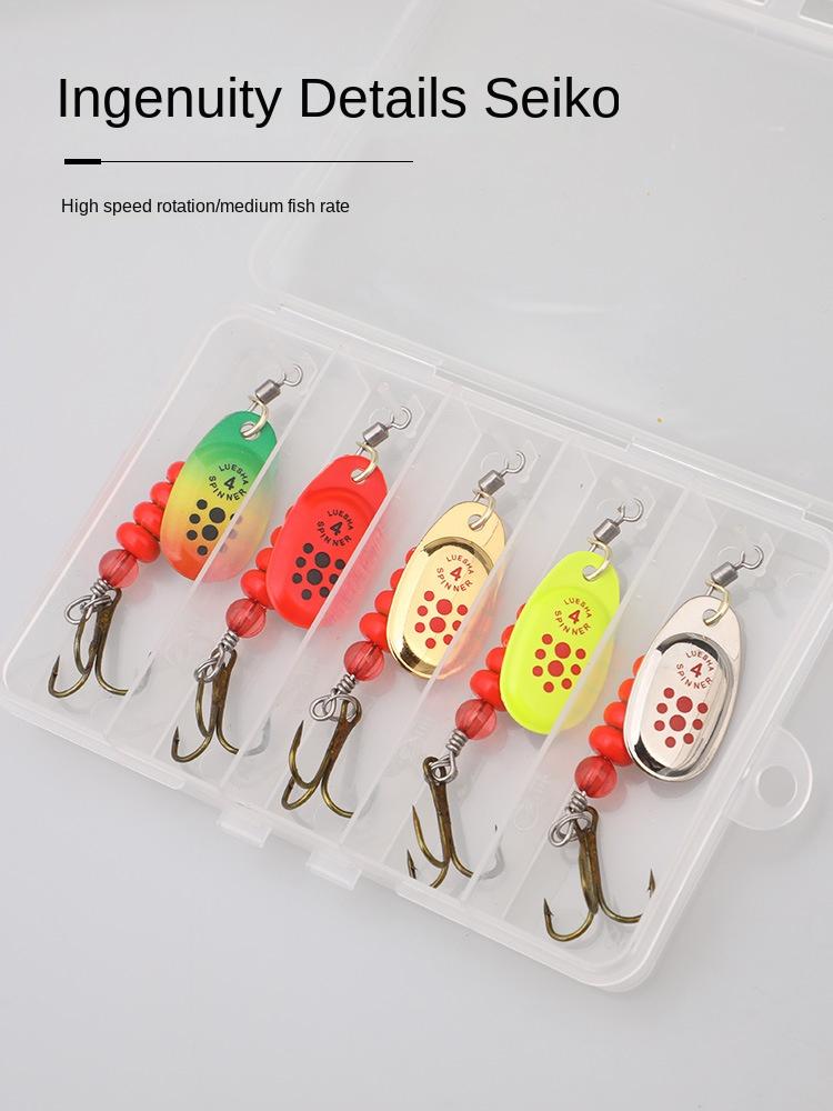 Source Factory 5Pcs Spinner Lure Set Metal Hard Bait Long Cast for Bass Salmon Catfish River Fishing