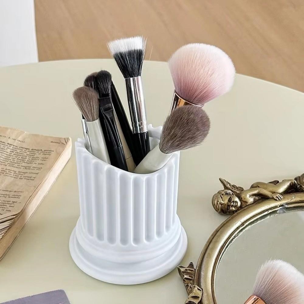 Ins Roman Column Student Pen Holder Vinyl Makeup Brush Pencil Holder Multi-Functional Storage Box Office Desktop Decoration