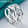 925 Sterling Silver Net Weaving 5-10# Ring For Women Men Wedding Charm Engagement Fashion Jewelry