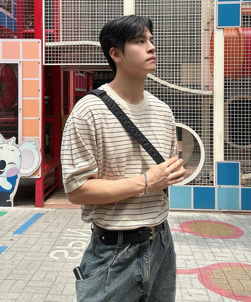 TMAKER Striped Half Sweater Lbe