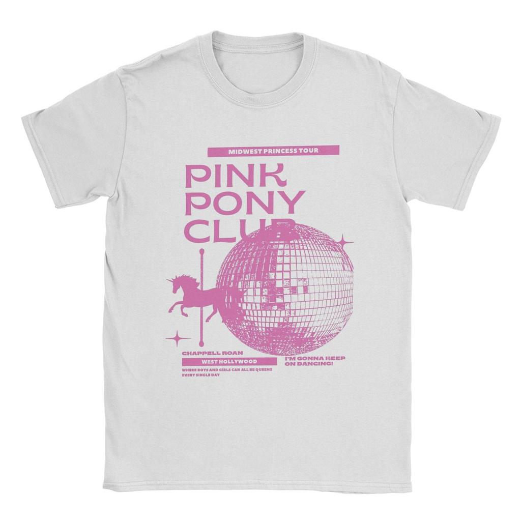 Pink Ponys Club Chappell Roan T-Shirt for Men Humorous Cotton Tee Shirt Round Neck Short Sleeve T Shirts Plus Size Clothes