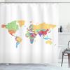 Tenda da Doccia Mappa del Mondo con Ganci – Stampa Colorata dei Paesi, Arte di Viaggio Globale in Rosso Arancio, Decorazione Educativa per il Bagno