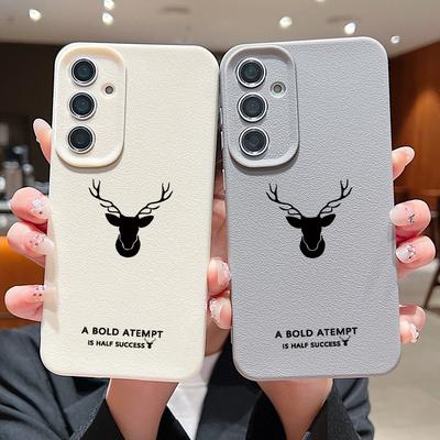Einfache Hirschmuster TPU Weiche Schlanke Hülle Für Samsung S25 S24 FE S23 Ultra S22 S21 A16 A56 A36 A55 A15 Stoßfest Matte Ledertextur Handyhülle