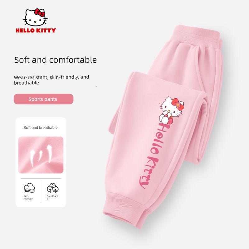 Hello Kitty Girls' Pants Spring and Autumn Thin Purple Stylish Casual Pants Children's Spring Sports Sweatpants Trendy
