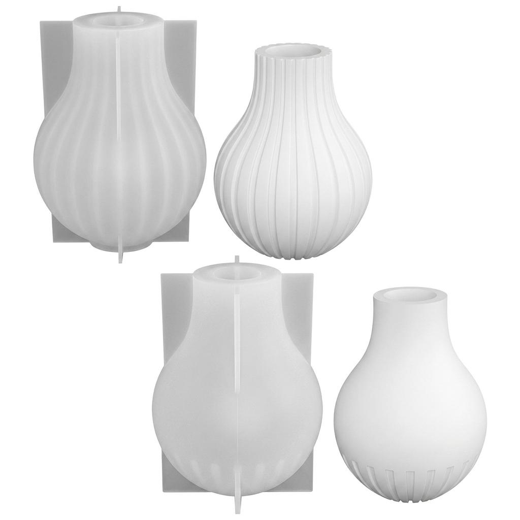 Silicone Vase Mold with Stripe Design for DIY Crystal Drip Resin Craft
