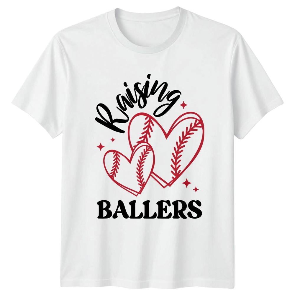 Raising Ballers Unisexs TShirt Baseball Softball Sports Mothers Day Gift For Her