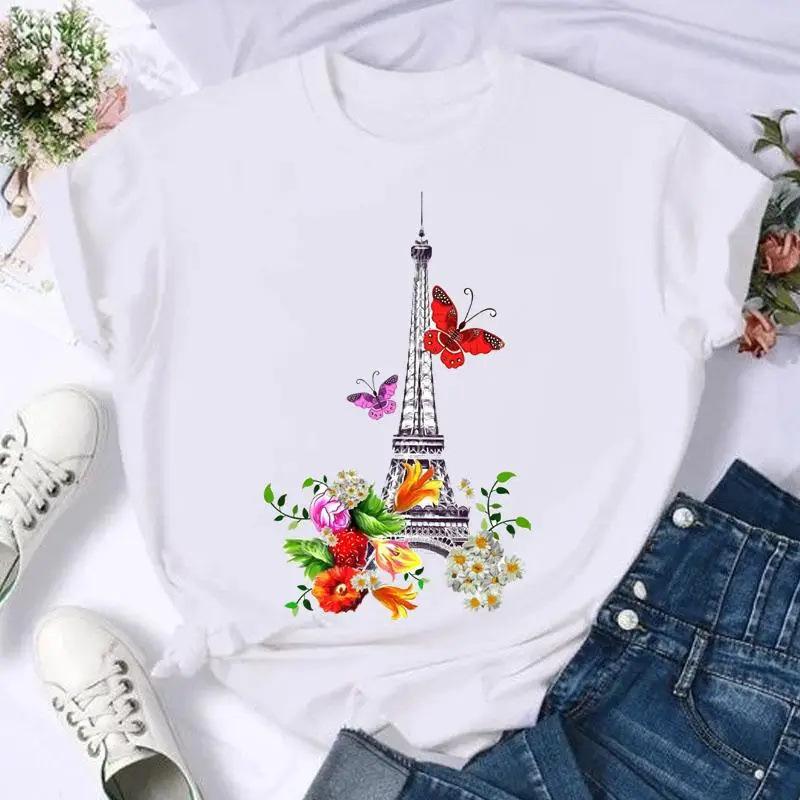 Summer Round Neck Printed Top Fashionable Casual Cute Short Sleeved Women's Pure Cotton T-shirts