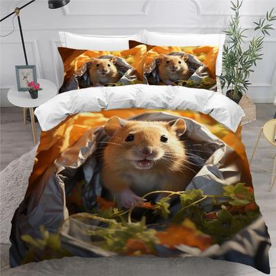 Hamster Duvet Cover Sets For Kids Queen Size Lightweight Down Quilt Covers Room Decor 2 Pillowcases 1 Duvet Cover No Comforter