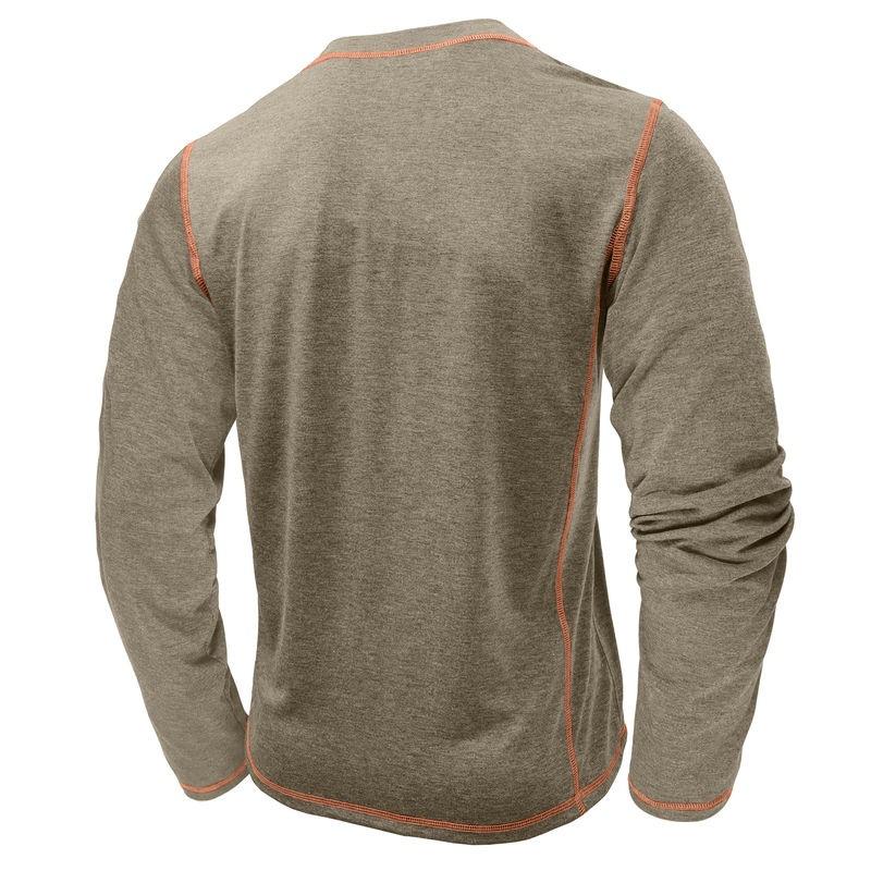 Herren Plus Size Langarm Henley T-Shirt Lässig Rundhals Tägliches Oberteil