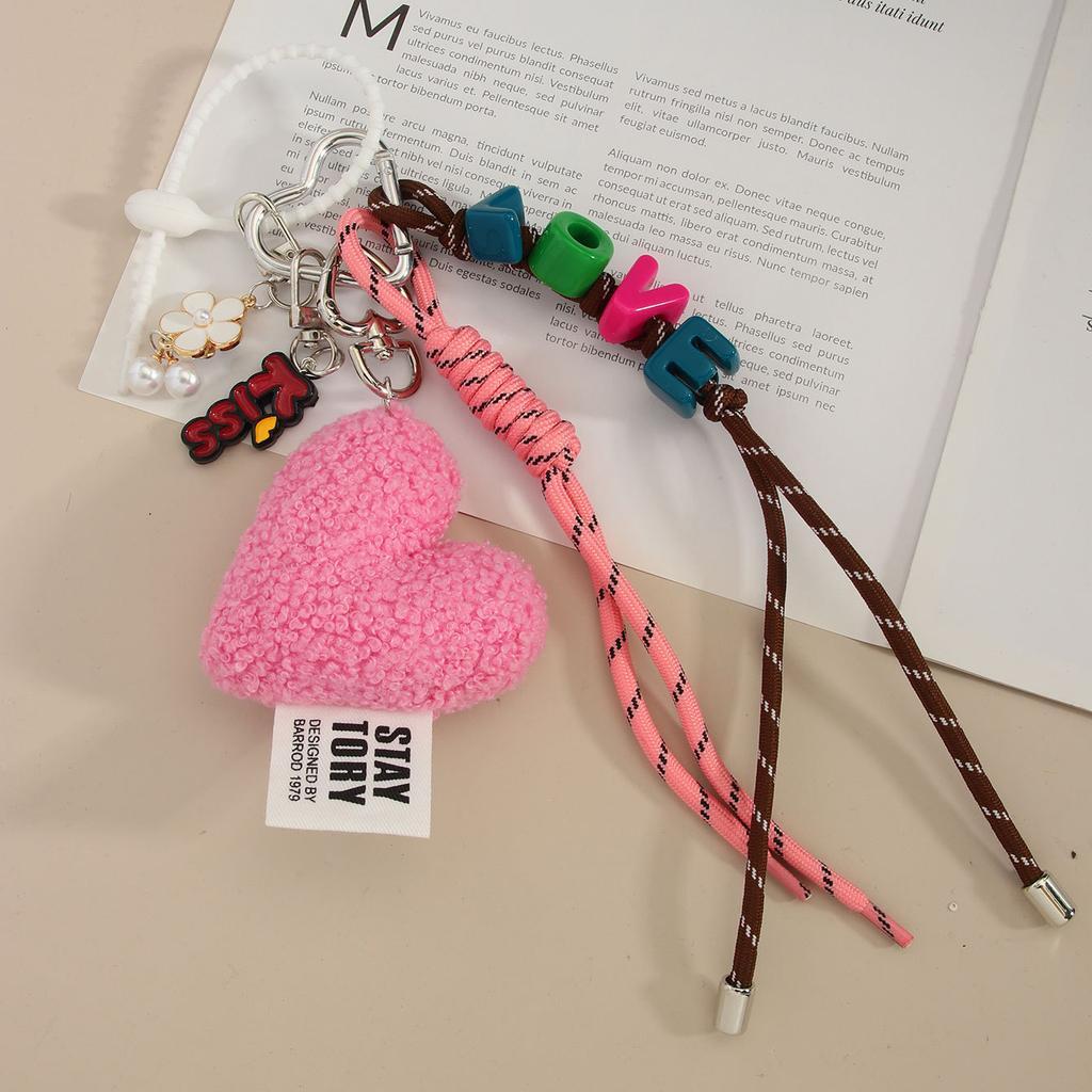 ins style fashionable sweet and cool plush love bag hanging high-end bag pendant DIY keychain pendant lanyard