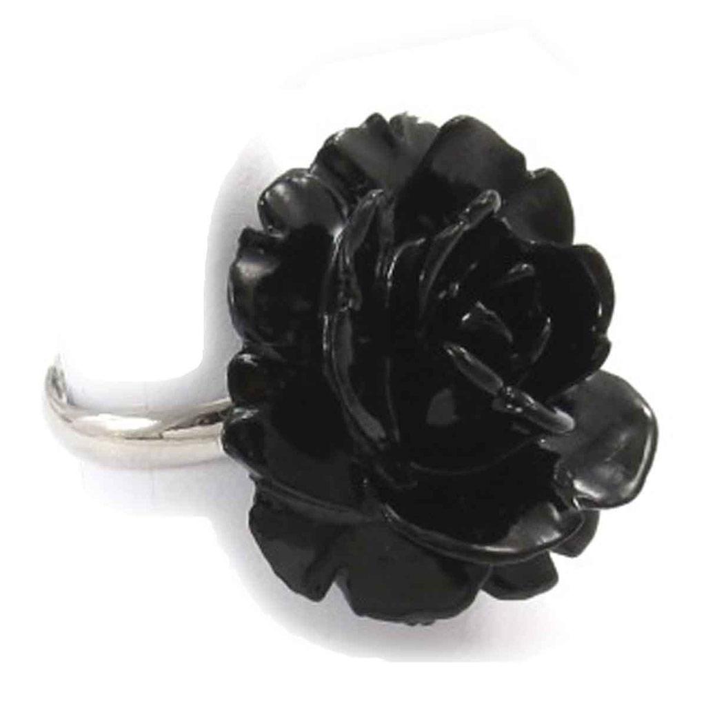 Les Trésors De Lily [J8034] - Black 'Flora' Designer Ring