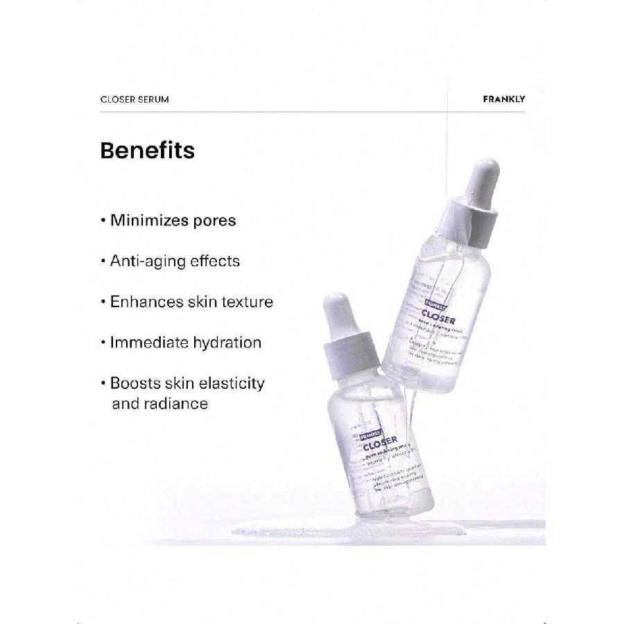 FRANKLY Closer Serum Jumbo - 60ml | Powerful Pore Minimizer Serum Infused With 9 Peptides, Vegan Collagen, Adenosine, And Pha