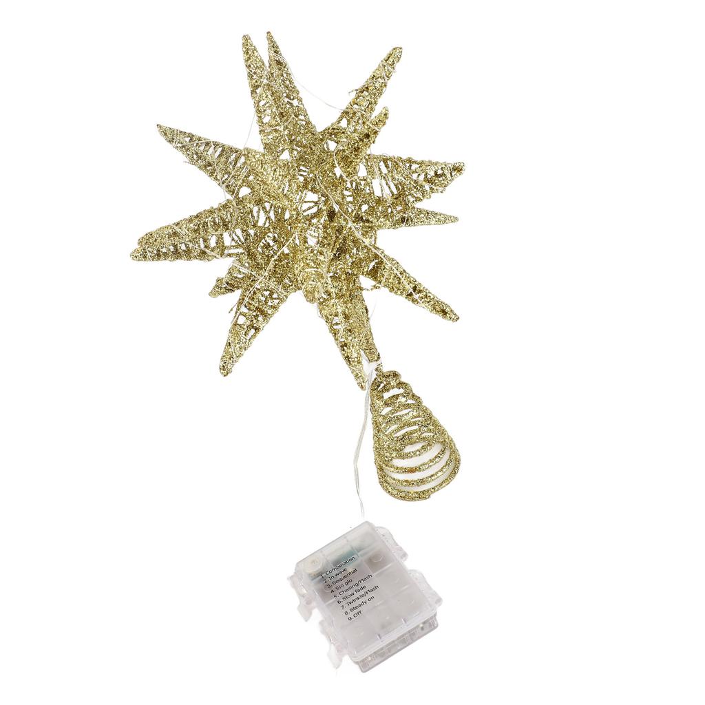 Xmas Star Tree Topper 3D Geometric Star Decorative LED Lights Battery Operated Beautiful Star