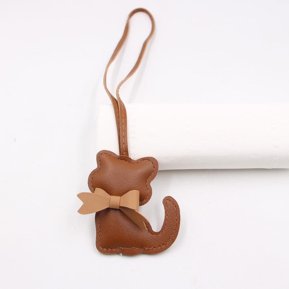 Personalized Bow Bow Cat Leather Lanyard Pendant Luggage Tie Pendant Kitten Cute Bag Charm