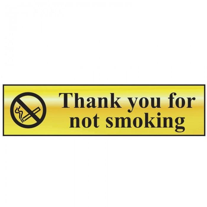 Scan Thank You For Not - Polished Brass Effect 200 X 50mm