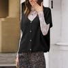 Women's Short-sleeved V-neck Cardigan Loose -sleeved Knitted Vest -Color Button Sweater Top