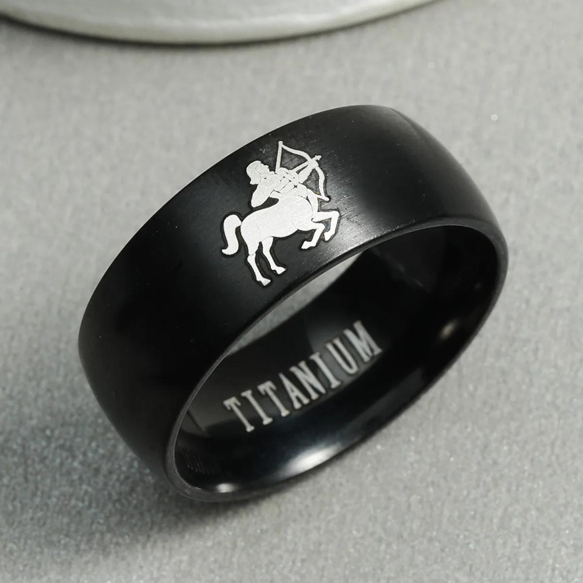 

12 Zodiac Sign Stainless Steel Ring Fashion Aries Taurus Charm Ring for Women Men Friendship Accessory 13
