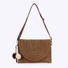 New Woven Texture Straw Crossbody Bag Hair Ball Pendant Envelope Shape Envelope Clutch White Khaki Shoulder Bag Travel Outing
