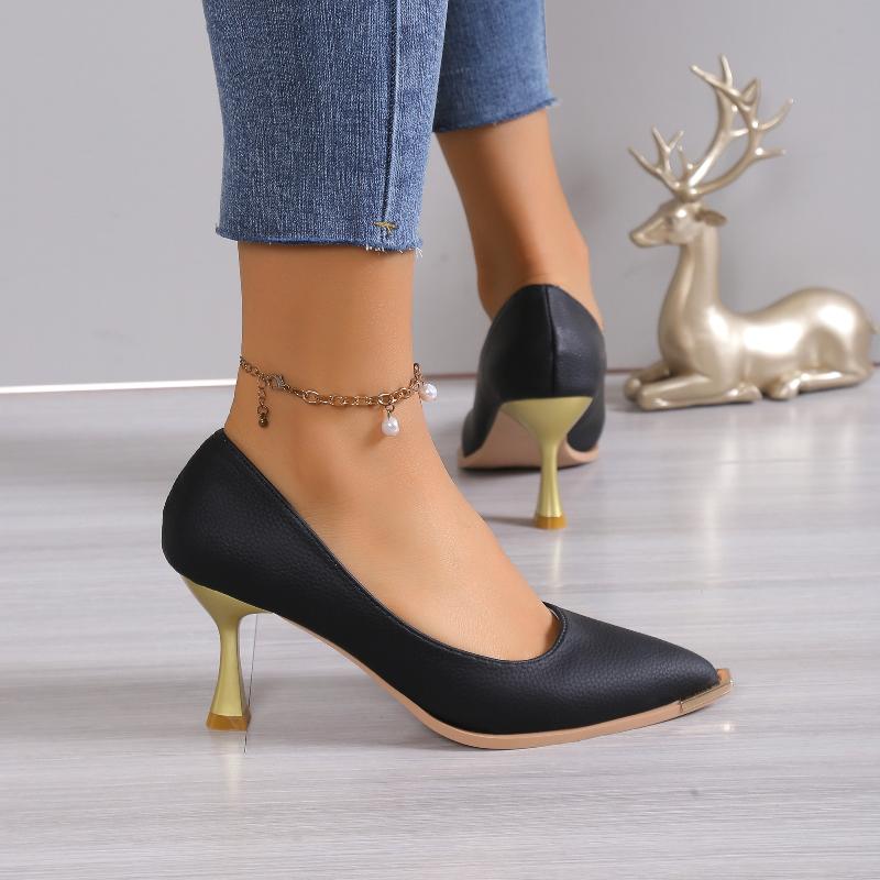 

2025 Новые туфли-лодочки с острым носком, мягкие, для улицы, элегантные и модные, женские туфли на высоком каблуке в том же стиле, что и у интернет-знаменитостей 35 чёрный