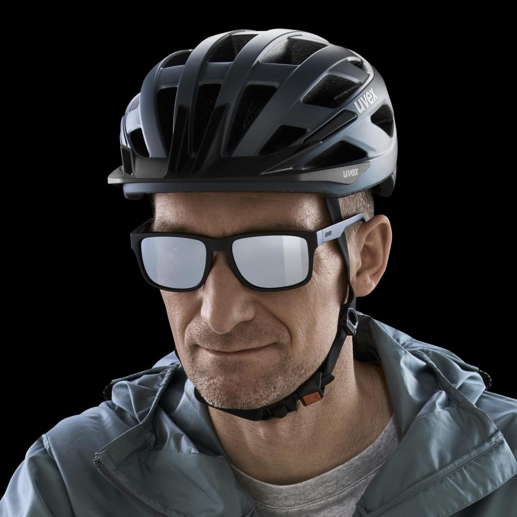 Sunglasses UV400 Driving Golf Hiking Outdoor Mirror Lens Stylish Lightweight Poise Black Matte [Uvex] (Silver)