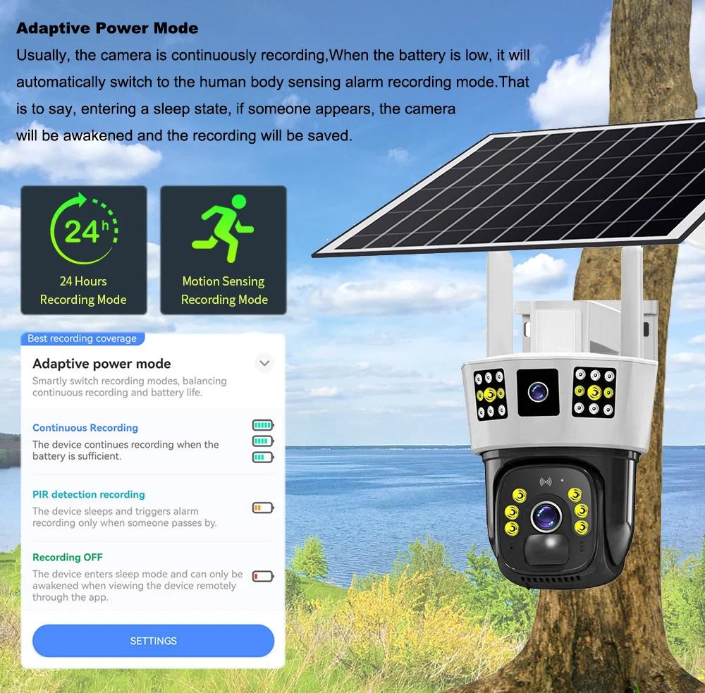 6K 12MP HD Solar Camera 4G SIM Card Wifi Outdoor IP Wireless Security CCTV Surveillance PTZ Night Vision PIR Human Detection Cam