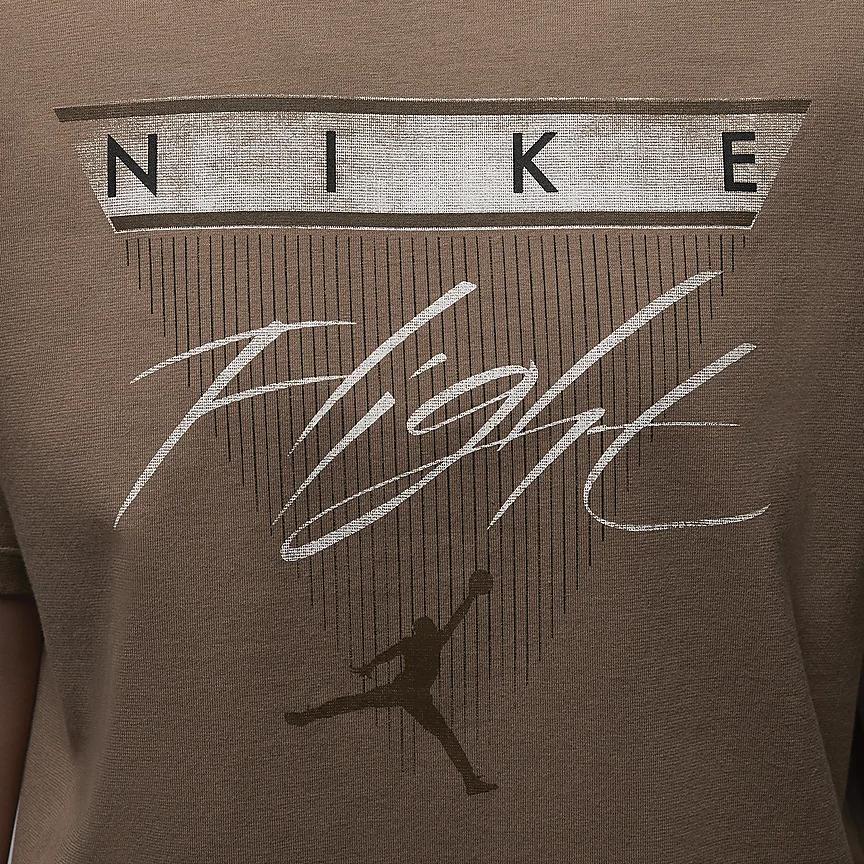 Jordan Flight Heritage Casual Printed Loose Short Sleeve T-Shirt Women T-Shirts Dark-Brown FQ3241-223