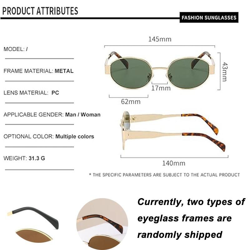 Luxury Metal Brand Sunglasses for Men and Women Unisex Designer Fashion Sun Glasses Oval Unisex Stylish Eyewear Shades