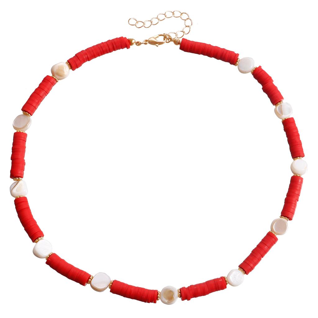 Bohemian Resort Beach Wind Colorful Pottery Sheet Beaded Necklace Women'S Wind Bracelet Charm